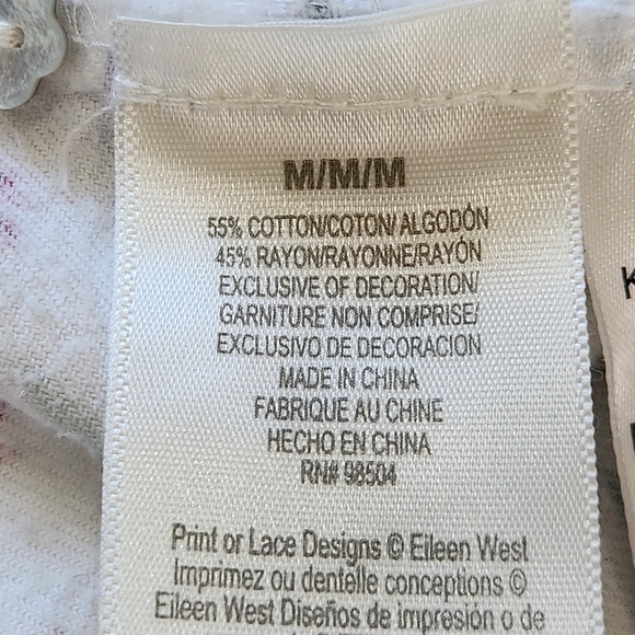 Eileen West Floral Nightgown Lace Ruffle Henley Medium cottage farm prairie - Picture 13 of 14